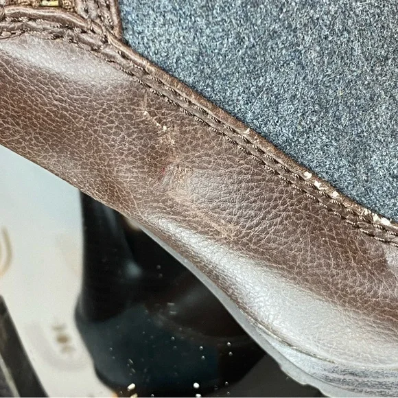 Elle Brown and Gray Heeled Boots with Chunky Sole - Picture 8 of 15